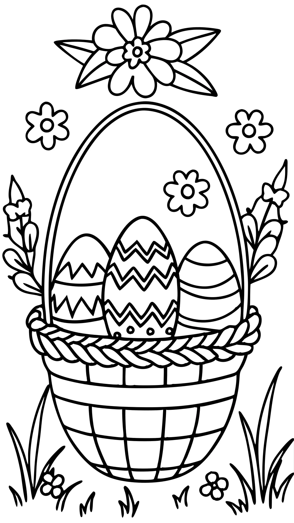 Páginas para colorear de la canasta de huevos de Pascua